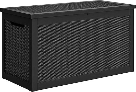 YITAHOME 320 Gallon XXL Large Deck Box, Outdoor Resin Storage Box, Lockable Storage Container for Patio Cushions, Furniture, Garden Tools, Water Resistant (Black)