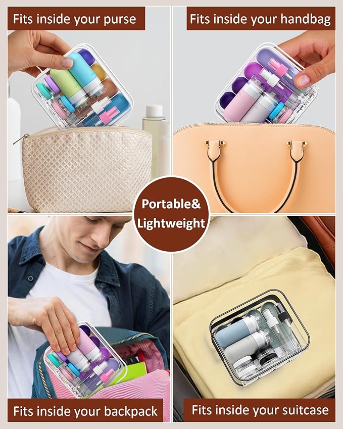 20 Pack Travel Bottles for Toiletries, Original Patented, TSA Approved Travel Size Containers, Leak Proof Silicone Shampoo and Conditioner Bottles Women & Men, Airplane Cruise Essentials, DustyPink