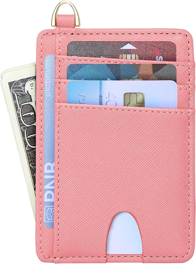Badiya Credit Card Holder Slim Minimalist Wallet, Front Pocket Purse RFID Blocking Wallet Compact Card Case with ID Window for Women & Men
