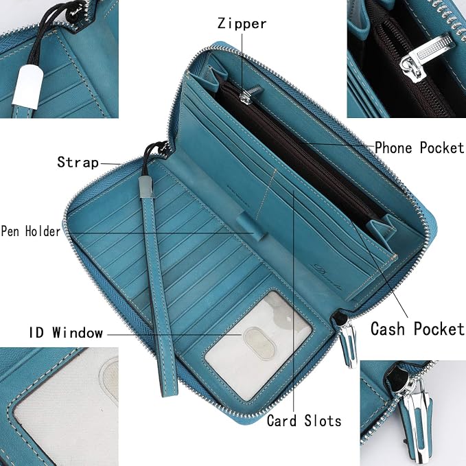 Lavemi Small Compact Women Wallet RFID Blocking Genuine Leather Bifold Purse with ID Windows