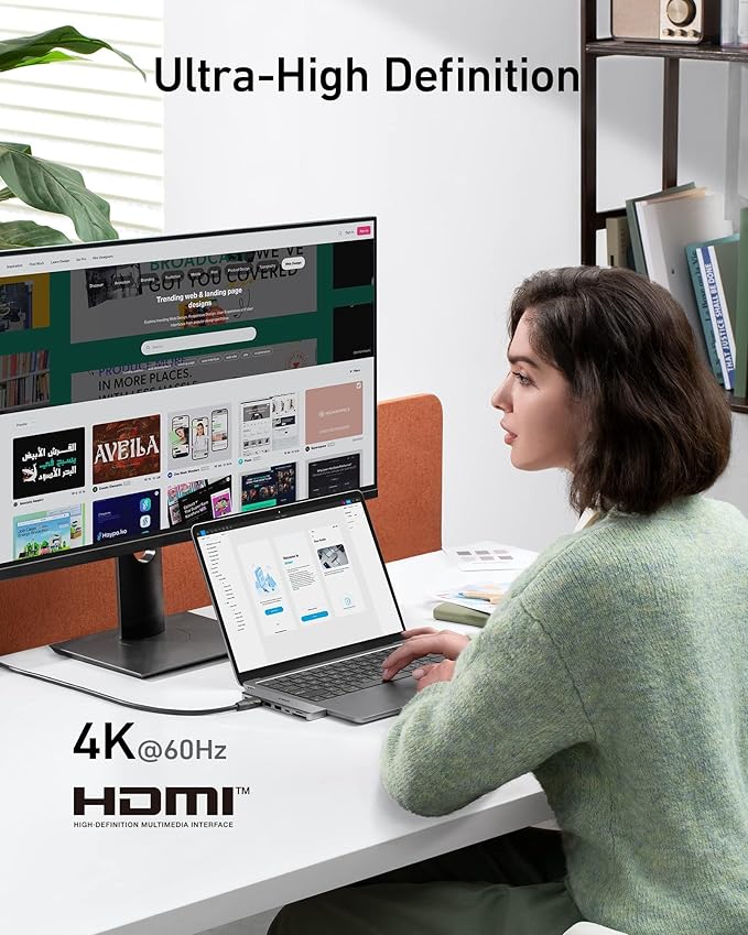 Anker USB C Hub for MacBook, 7-in-2 with 4K@60Hz HDMI, Compatible with Thunderbolt 4, 1 Type C and 2 USB A Data Ports for MacBookPro 13 Inch, MacBookAir M1 / M2, and More