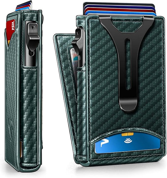 BULLIANT Men Wallet,Magnetic Metal Wallet Money Clip 9Cards Pop-up Access RFID Blocking