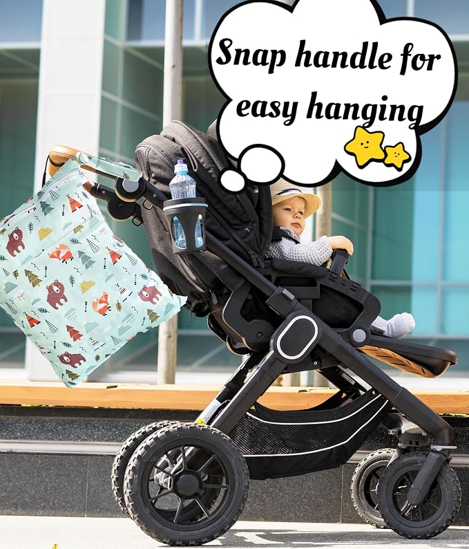 Wet Dry Bag for Cloth Diapers, 2PCS Waterproof Reusable Wet Bag with Zippered Pockets, Washable, Reusable for Travel, Beach, Pool, Stroller, Diapers, Dirty Gym Clothes, Swimsuits, 14x12In & 12x11In