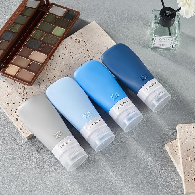 INSFIT Travel Bottles for Toiletries, TSA Approved 3oz Travel Size Containers, BPA Free Leak Proof Squeezable Silicone Tubes for Shampoo Conditioner Lotion Body Wash with Labels