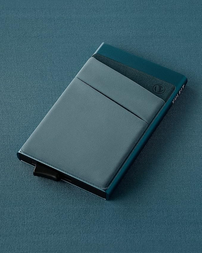 VULKIT Card Holder with Money Pocket Pop Up Wallet RFID Blocking Slim Metal Bank Card Case Holds 5 Cards and Notes