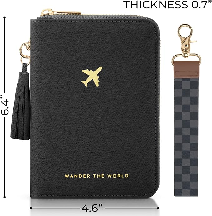 Beautiful Passport Holder for Travel with Wristlet Strap - All-in-One Wallet for Women with Card Slots and Tassel Keychain - Perfect RFID Blocking Case to Keep Your Travel Documents Organized & Safe