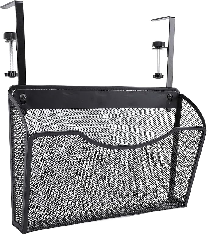 TOPINCN Desk Side Storage, Adjustable Hanging Under Desk Storage Organizer Clamp on Desk Organizer for Office Dormitory and Home (Black)