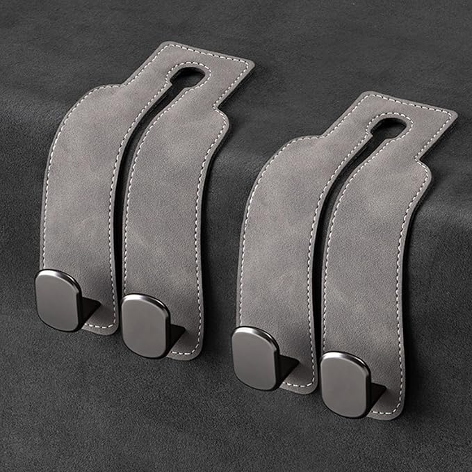 2 Pack Car Seat Back Hooks for BMW X5 2019-2024 2025 Suede Metal Interior Hanger Organizer Heavy Duty Durable Headrest Storage Accessories,Brown