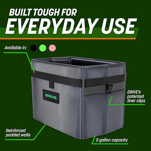Drive Auto Car Trash Can - Leakproof, Hanging Garbage Bin with 20 Trash Bags and Black Adjustable Strap - Truck & Car Accessories for Men and Women - Grey with No Lid