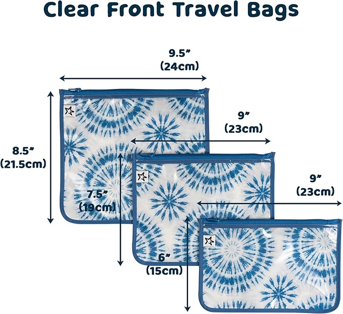 Tiny Twinkle Diaper Bag Organizing Pouches|3 Pack Mess-Proof Clear Front Travel Organizer Bags&TSA Approved Toiletry Bag Set for Baby and Mom Essentials