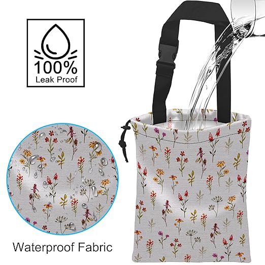 Car Trash Bag Spring Flowers Car Garbage Bag Hanging Car Trash Can for Back Seat with Drawstring