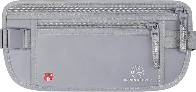Alpha Keeper Money Belt for Travel Hidden Under Clothes – RFID Blocking Passport Holder & Slim Waist Wallet Pouch for Women & Men, Anti-Theft Travel Accessories