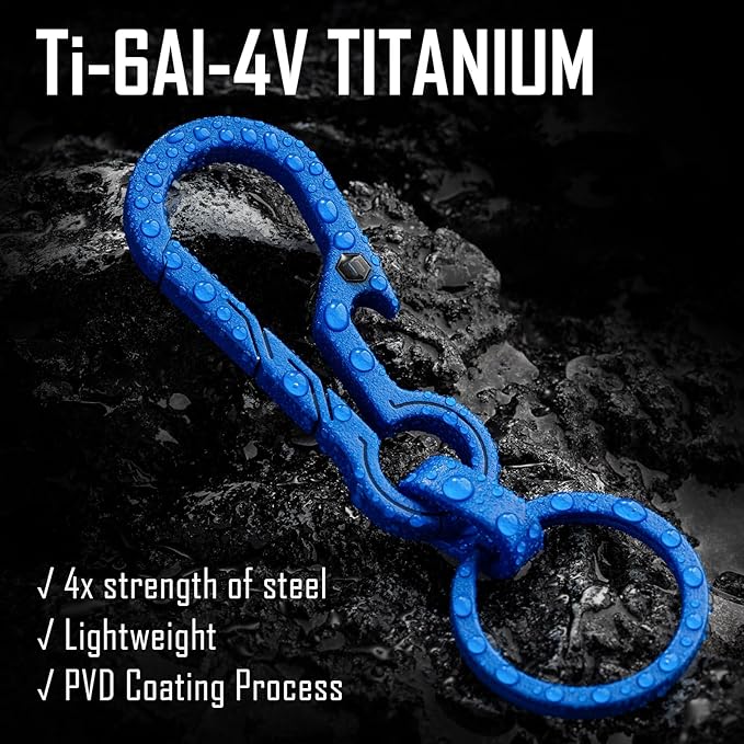 KeyUnity KM01 Titanium EDC Keychain Clip with Bottle Opener, Quick Release Carabiner Key Ring Holder for Men