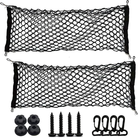 BetterJonny Elastic Trunk Cargo Net - Double Layer Universal Stretchable Car Cargo Net with Hook for SUV, Jeep, Truck (15.7x35.43 Inch)