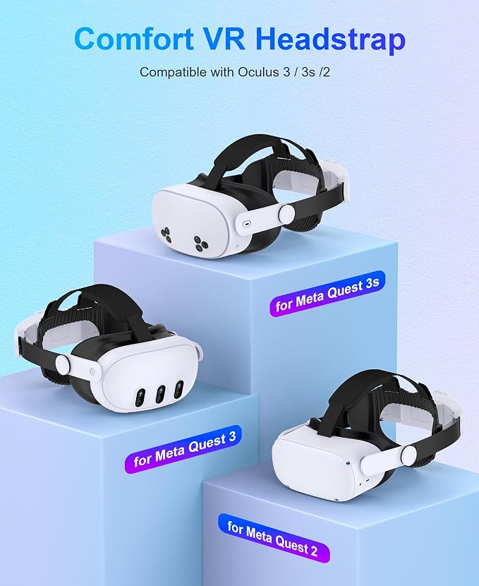 Headstrap for Quest 3 / Quest 3S/ Quest 2 Comfort Head Strap Adjustable VR Strap Reduce Pressure & Lightweight VR Elite Strap Replacement Accessories for Oculus 3 3S 2
