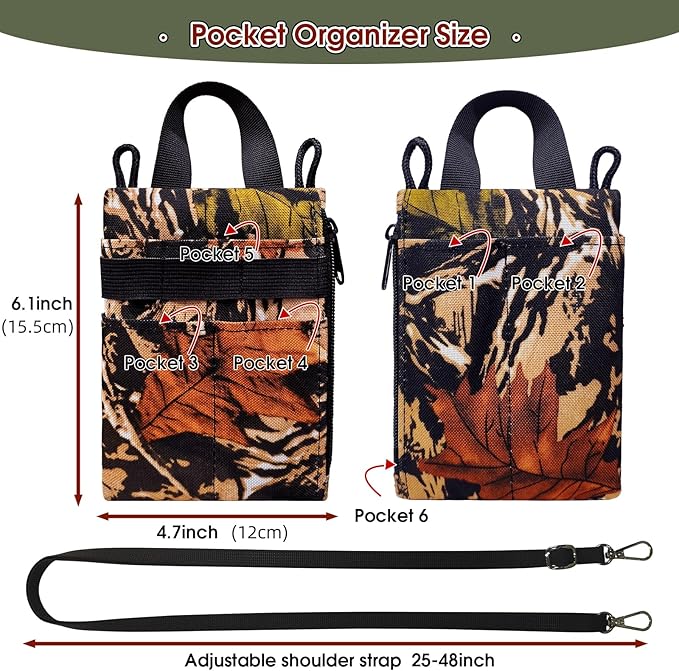 EDC Pocket Organizer for Men, Multitool Compact Platy Pouch with Zipper & Paracord Lanyard, Heavy-Duty 600D Oxford Fabric Durable Tool Storage and Carrying Bag