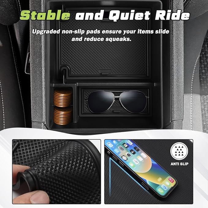 Sunsdrew Center Console Organizer for GMC Acadia 2017-2023 Accessories Acadia SL SLE SLT Denali AT4 Armrest Insert Console Tray ABS Organizer Armrest Storage Box