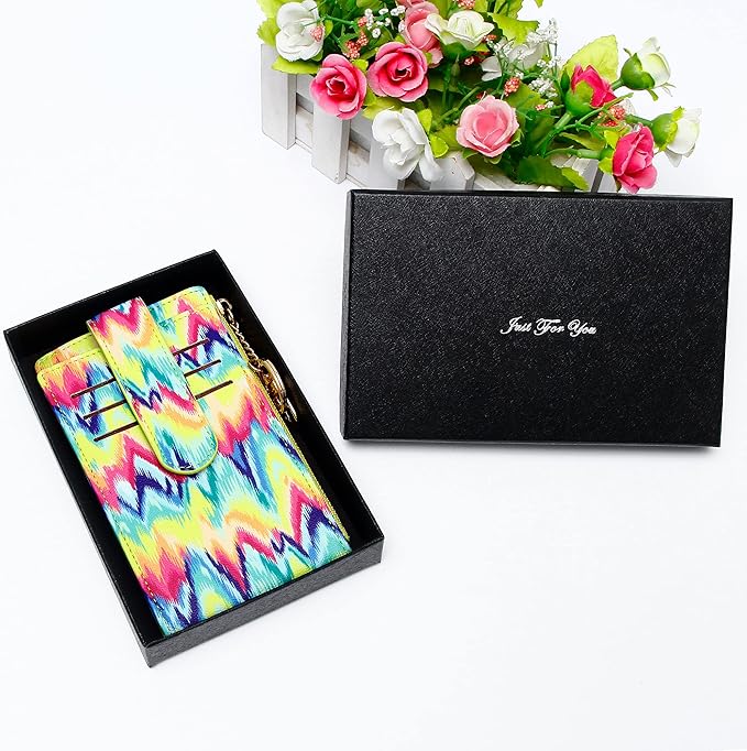 Badiya Slim Women Wallet RFID Blocking Bifold Compact 9 Card Slots Holder Wallets Soft Leather with Zipper Coin Pocket 2 ID Window