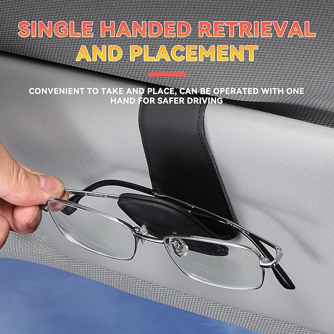 2PCS Sunglasses Holders for Car Sun Visor, Leather Eyeglasses Hanger Mounter, Magnetic Glasses Holder and Ticket Card Clip, Universal Auto Interior Accessories (Pink, 1PCS)