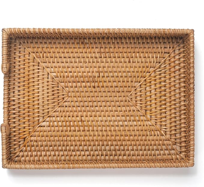 Rattan Letter Tray, Wicker Desk Tray, Woven Desktop Basket Organizer for Papers, Documents, Magazines, Files