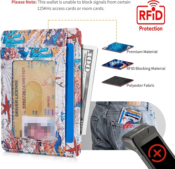 Travelambo Front Pocket Minimalist Leather Slim Wallet RFID Blocking Medium Size