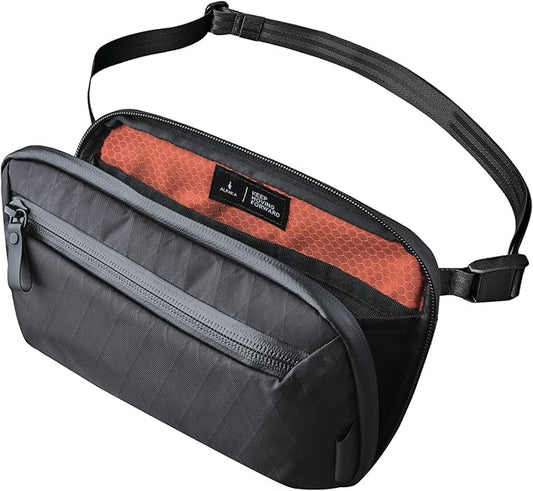 ALPAKA Elements Tech Case Mini - Compact Electronics Organizer, Small Cable Bag for Chargers and Earbuds, Phone Pouch, Travel Accessory Case, Crossbody Sling, Black X-Pac VX42