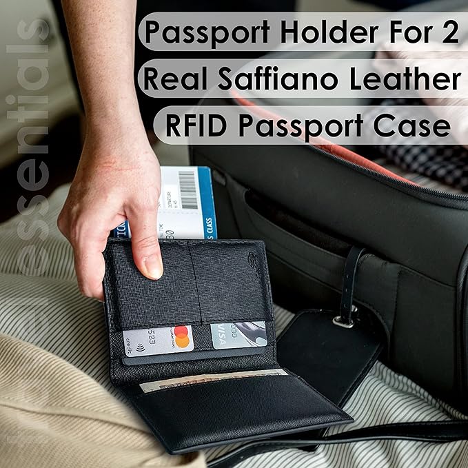 2 Passport Holder - Travel Essentials, RFID Blocking Wallet Credit Card Organiser, Plain Accessories Slim Cover For Men & Women | Travel Essentials, RFID Blocking, Wallet, Accessories, Slim Cover