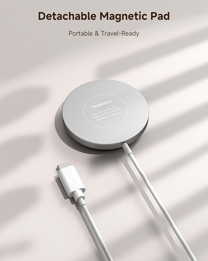 Magnetic Charger Stand for Samsung S26 Ultra/S26+/S26/S25/S24/Z Flip7/Z Flod7 & iPhone Air/17/16/15/14/13/12, Detachable Wireless Charging Station Compatible with MagSafe