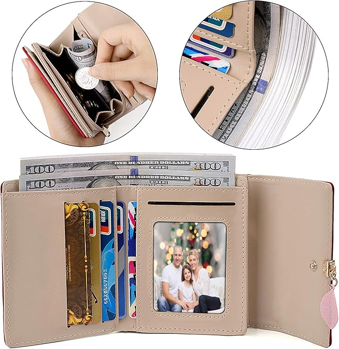 UTO RFID Wallet for Women PU Leather Leaf Pendant Card Holder Phone Checkbook Organizer Zipper Coin Purse | Leaf Pendant, Card Holder, Phone, Checkbook, Organizer, Zipper