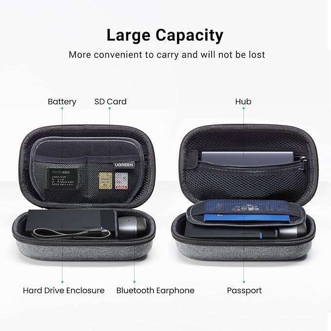 UGREEN Electronic Organizer Travel Case Pouch Bag Accessories Portable Waterproof Storage Bag Travel Essentials with Cable USB Flash Drive Charger External Battery Memory Card