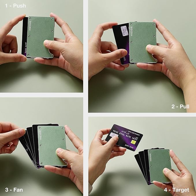 Minimalist Magnetic Wallet for Women, Compatible with MagSafe Wallet with Money Clip, Rfid Blocking Metal Card Holder, Slim Wallet Compatible with iPhone 16/15/14/13/12 Series - Grass Green