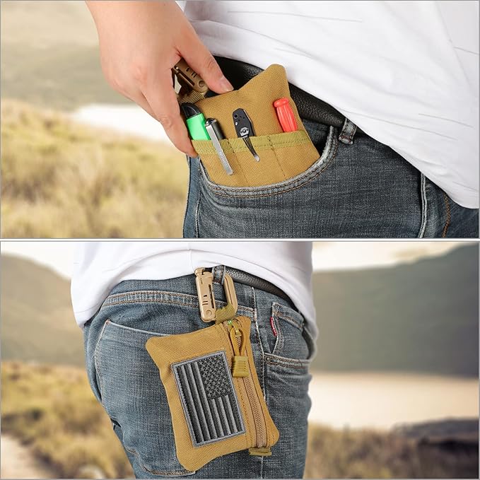 FRTKK 2 Pack Tactical Compact EDC Pouches Military Molle Utility Pouch Accessories Organizer Pouch Coin Purse Keychain Pocket Credit Card Holder Waist Pack