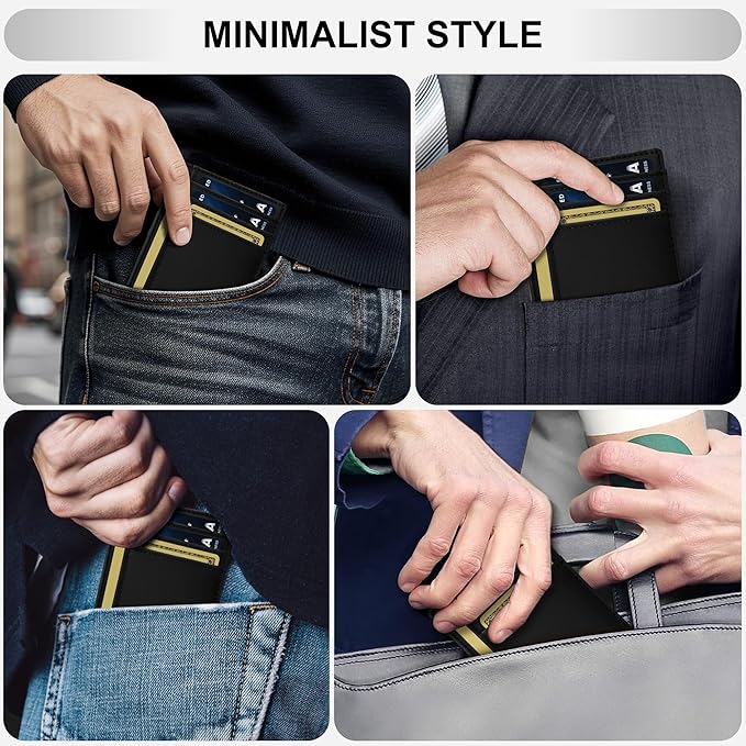 Travelambo 100% Genuine Leather Wallet for Men and Women, Slim Minimalist RFID Blocking Front Pocket Credit Card Holder with Gift Box