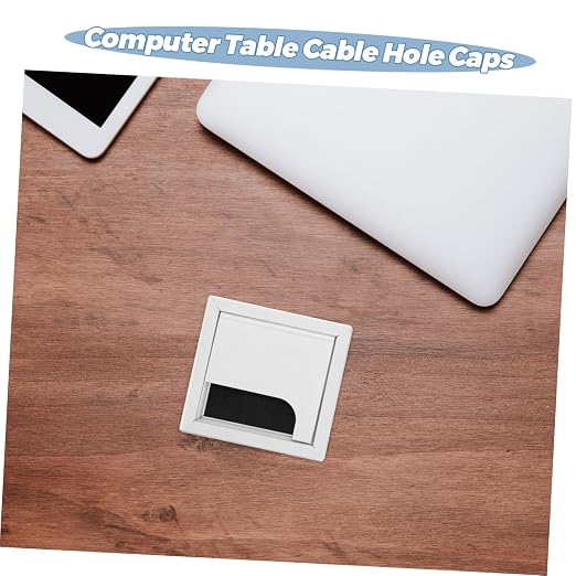 Aluminum Alloy Cable Management Box Stylish Square Desk Grommet Dustproof Brush Lining Wire Organizer for Home Office Cord Cover Silver
