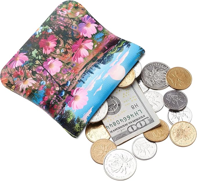 Travelambo Leather Squeeze Coin Purse Pouch Change Holder For Men & Women