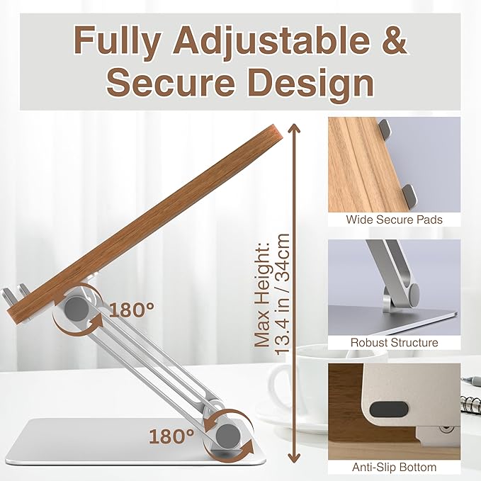 AVARO Adjustable Laptop Stand ??Ergonomic Laptop Stand with Customizable Height & Angle, Robust Design Laptop Riser for Desk, Portable, Foldable & Durable Computer Stand for Home or Office Use