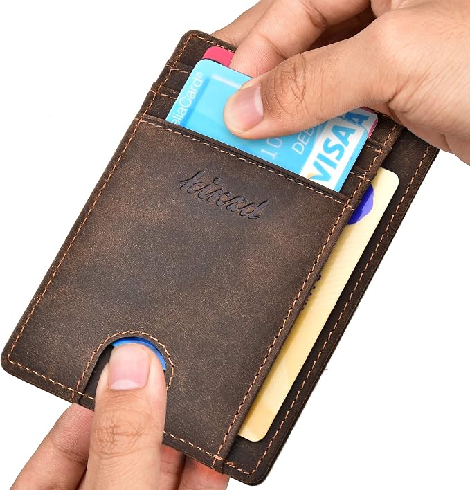 kinzd Slim Wallet RFID Front Pocket Wallet Minimalist Secure Thin Credit Card Holder