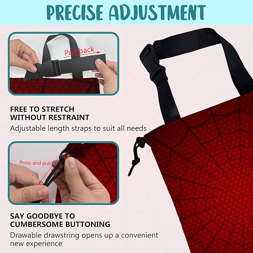 Car Garbage Bag Red Spider Web Drawstring Car Trash Bag Hanging for Back Seat with Adjustable Buckle Canvas Vehicle Trash Can Easy-to-Install