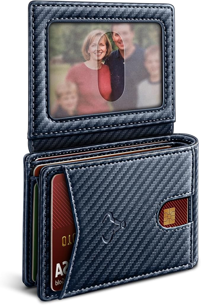 BULLIANT Men Wallet, Slim Leather Wallet Front Pocket Card Holder Gift For Men 11 Slots RFID Blocking