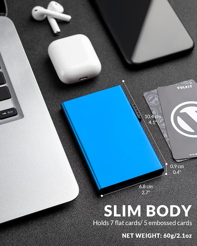 VULKIT Minimalist Credit Card Holder Pop Up Cards RFID Protection Slim Metal Wallet