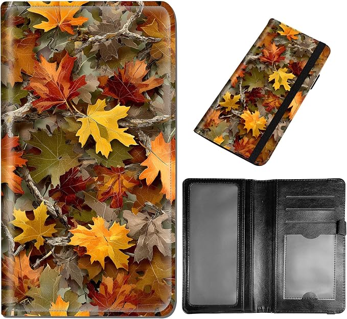 DEGDFSGR Checkbook Cover PU Leather Checkbook Covers for Women for Duplicate Checks, Check Book Covers with RFID Blocking Function for Personal Checkbook, Autumn Leaf