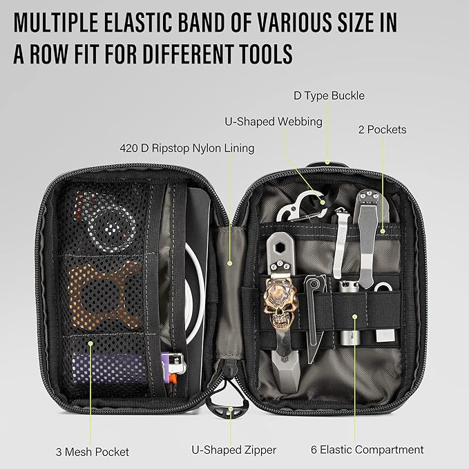 TACTICAL GEEK Block E2.0 EDC Compact Waist Multi-Purpose Molle Pouch Organizer, Green