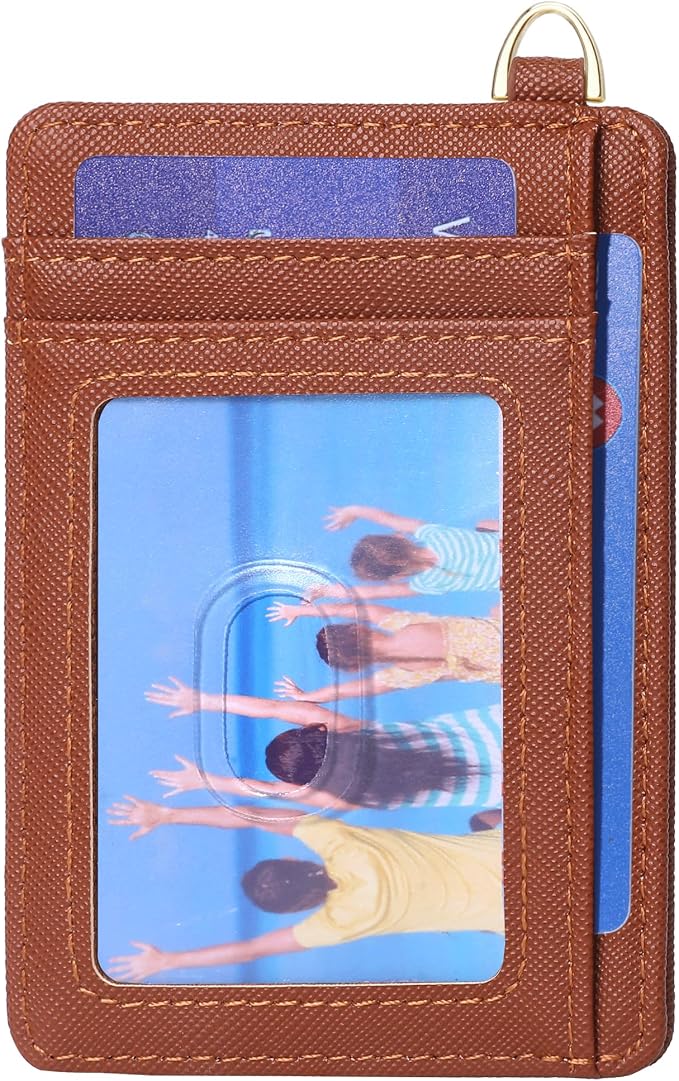 Badiya Credit Card Holder Slim Minimalist Wallet, Front Pocket Purse RFID Blocking Wallet Compact Card Case with ID Window for Women & Men