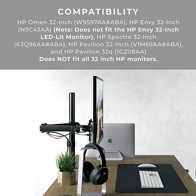 HumanCentric VESA Mount Adapter Compatible with HP 32-Inch Displays Including HP Omen, Spectre, Pavilion, and Envy Media Display (Does not fit LED-Lit Model) Monitors