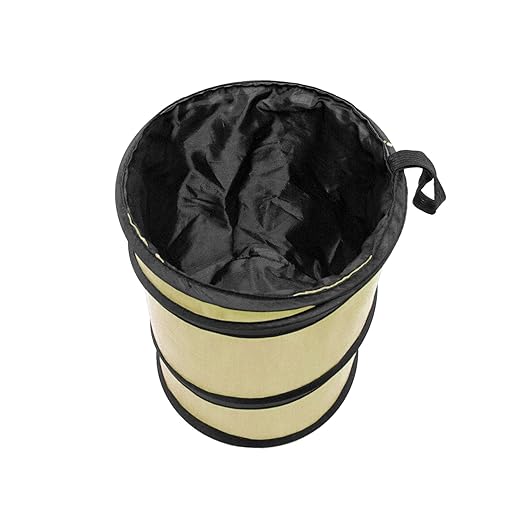 FH Group Automotive Waterproof Portable Collapsible Small Trash Can Garbage Container fits Most Cars,Waterproof,Polyethylene, SUVs, and Trucks Beige