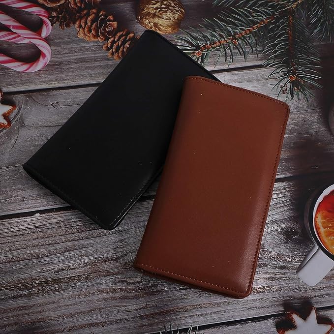Sanlykate Leather Checkbook Cover for Men and Women, Check Book Case Card Holder with Free Divider, Standard Register Duplicate Checks with pen inserts