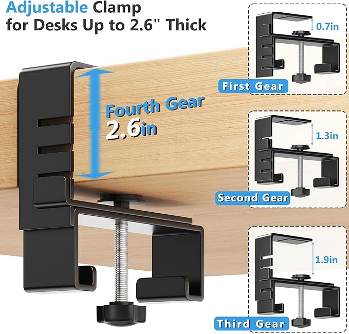 Litwaro Under Desk Cable Management Tray No Drill, 28.4" Cord Organizer with Clamp for Standing Desk, Premium Fabric Cable Tray with Wire Management for Office Home, Black