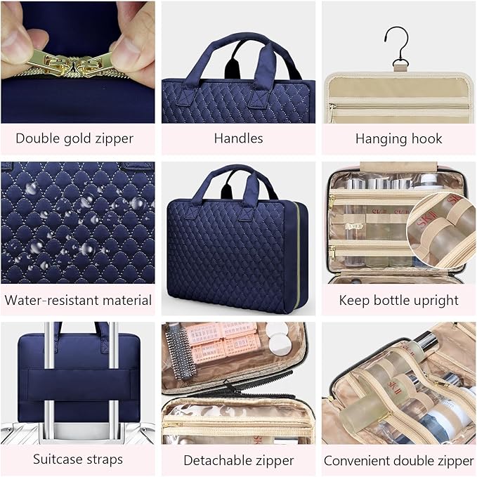 Detachable Travel Toiletry Bag for Women - Large Toiletry Bags for Traveling Women - Hanging Makeup Cosmetic Bag, Organizer for Travel Accessories Cruise Essential - Travel Size Toiletries