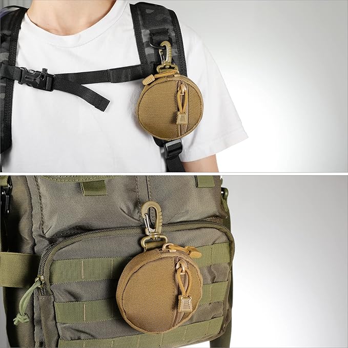 FRTKK 2 Pack Tactical Compact EDC Pouches Military Molle Utility Pouch Accessories Organizer Pouch Coin Purse Keychain Pocket Credit Card Holder Waist Pack