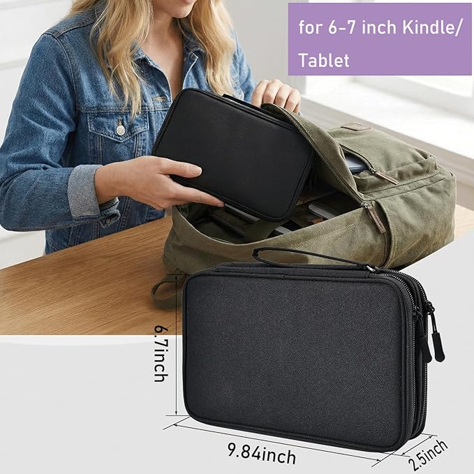 CAAORDKSO Large Electronics Travel Organizer Case, Electronic Accessories Carry Case Portable Waterproof Double Layers Storage Bag for Cord, Cable, Charger, USB, Power Bank, Earphone (Black, X-Large)
